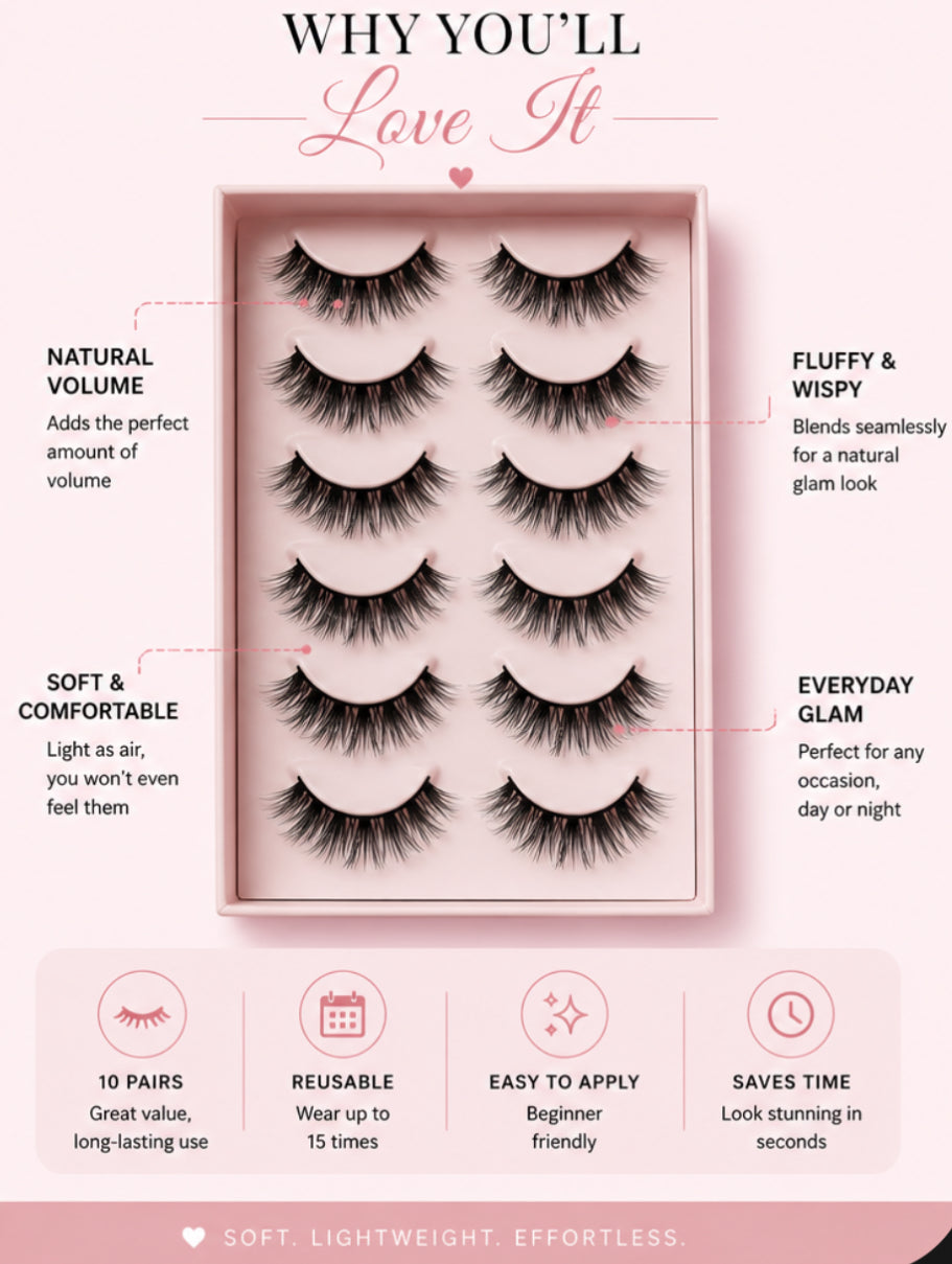 Exquisite Soft Glam Lash Set (10 Pairs)