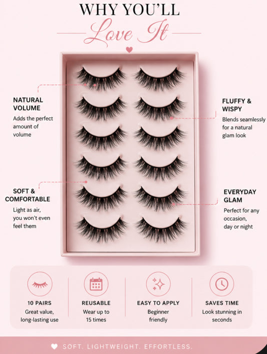 Exquisite Soft Glam Lash Set (10 Pairs)